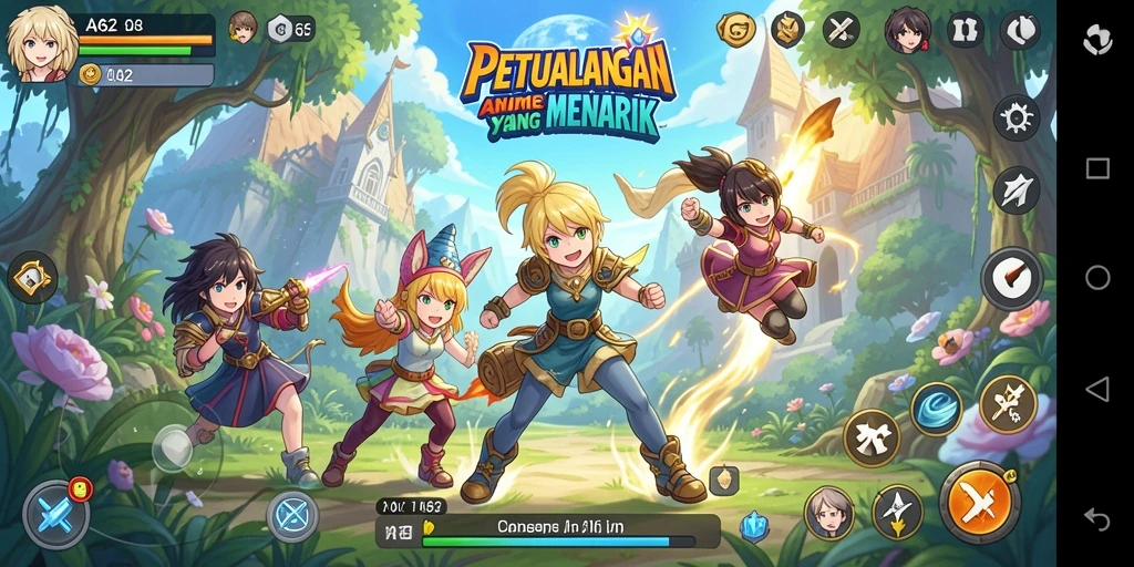 Tampilan gameplay seru dalam AA62 dengan karakter Anime yang dinamis.