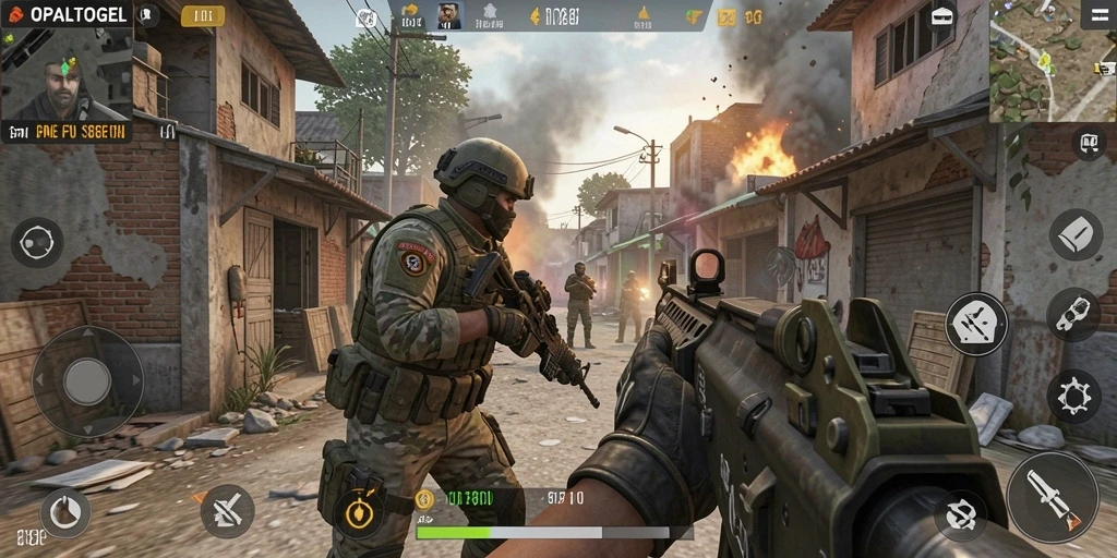 Screenshot utama OPALTOGEL menampilkan intensitas gameplay FPS yang mendebarkan.