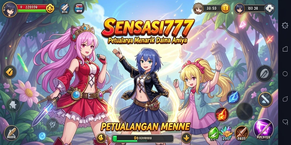 Tampilan gameplay seru dalam dunia anime yang kaya.